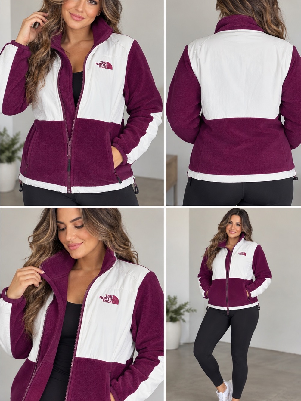 The North Face Women's large Plum and White Two-Tone Teddy Fleece Jacket